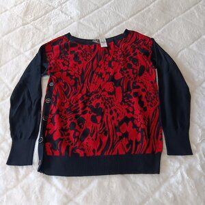NY&C womens sweater black/red splatter pattern